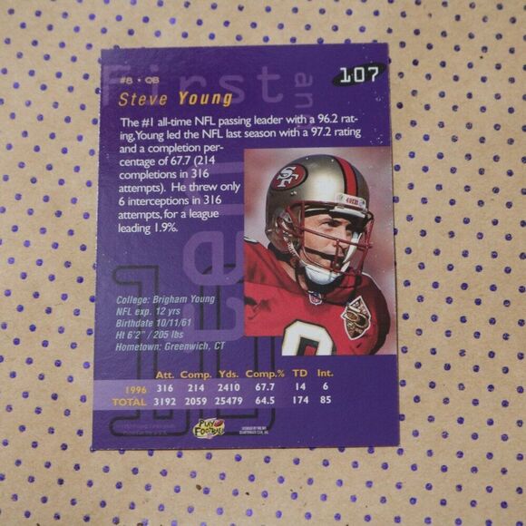 Steve Young #107 Football Card - Picture 2 of 2